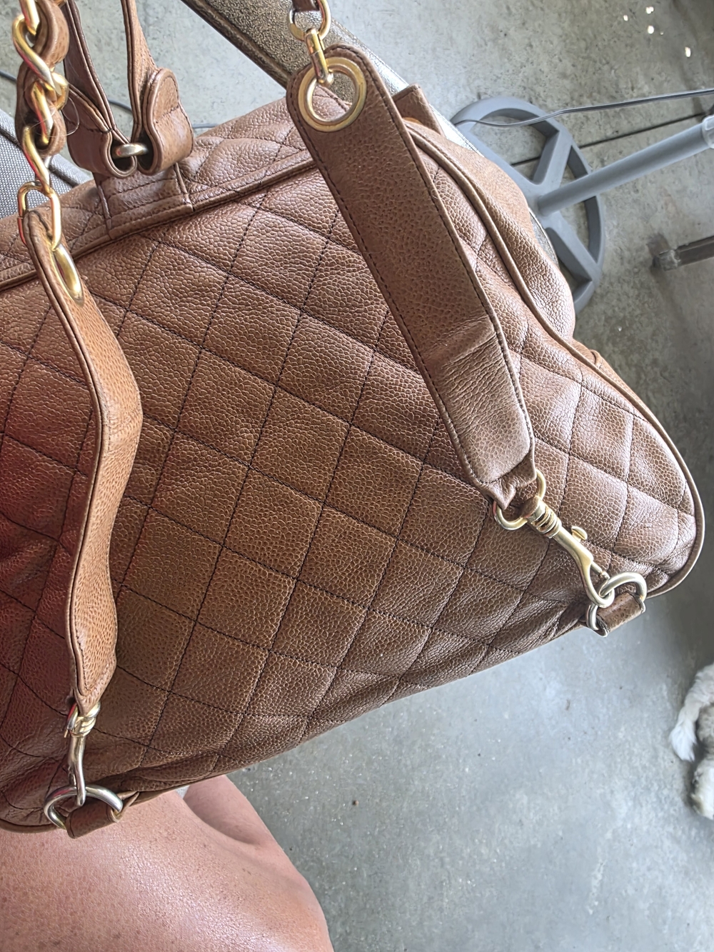 CHANEL Quilted Brown Leather Backpack with Gold CC Emblem - Picture 5 of 16